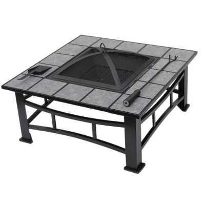 Outdoor Garden Square Fire Pit BBQ Table