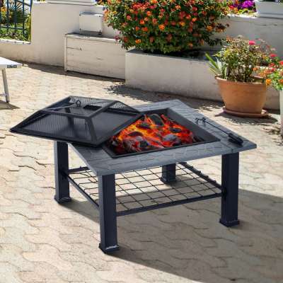 3 In 1 Outdoor Garden Metal Square BBQ Fire Pit Table