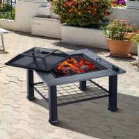 3 In 1 Outdoor Garden Metal Square BBQ Fire Pit Table